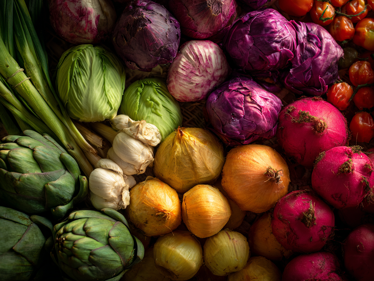 Színes, friss zöldségek és gyümölcsök